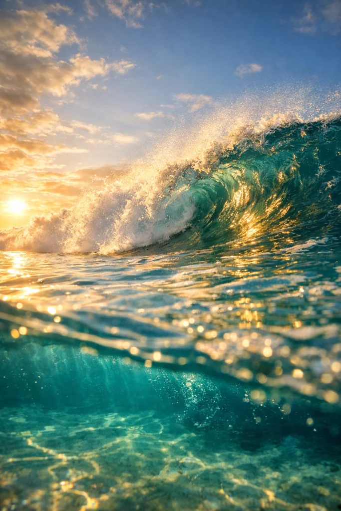 Ocean waves showing unpredictable nature of grief and healing journey